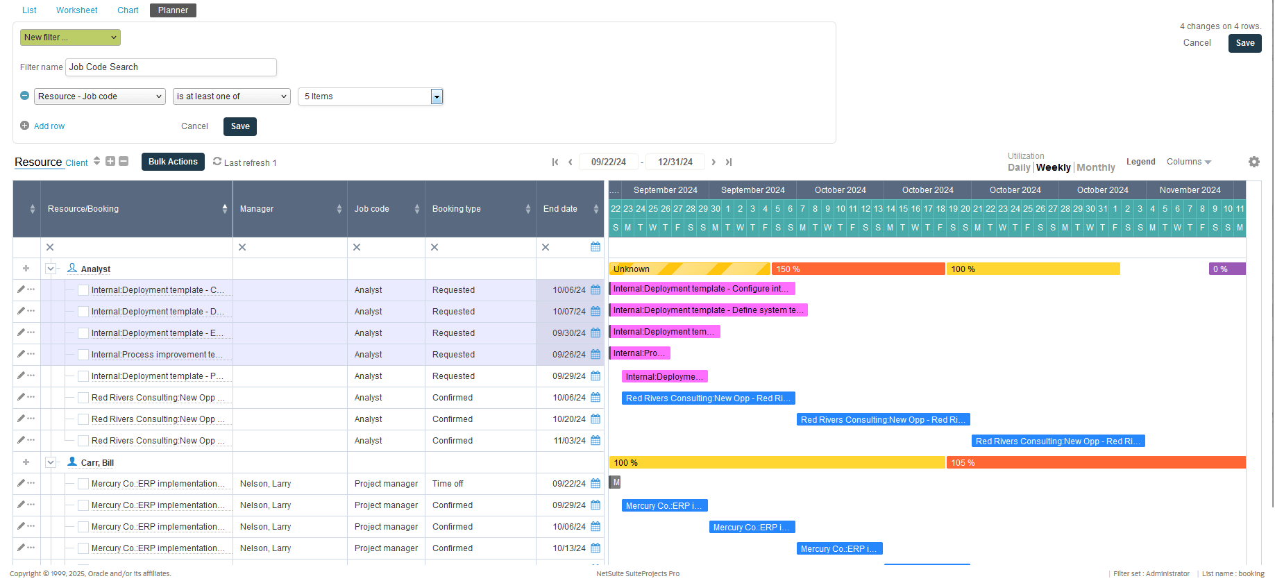 Resource planner view.