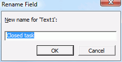 Rename Field dialog in Microsoft Project.