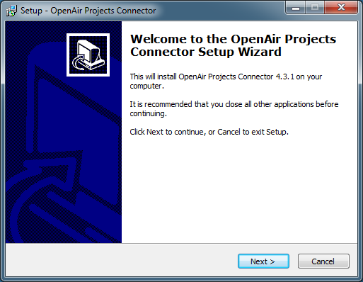 Projects Connector Setup Wizard