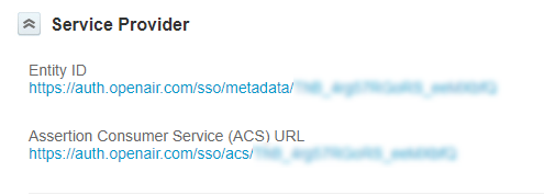 Unique Entity ID and ACS UR values on the identity provider profile form.