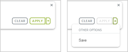 Apply button and Save dropdown option in the redesigned advanced filter panel.