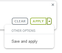 Save and Apply dropdown option in the redesigned advanced filter panel.