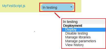 Script status dropdown options.