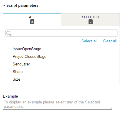 Script parameter popup window.