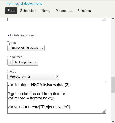 OData Explorer in the OpenAir Scrpting Studio.