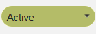 Active status dropdown field value on green color background.