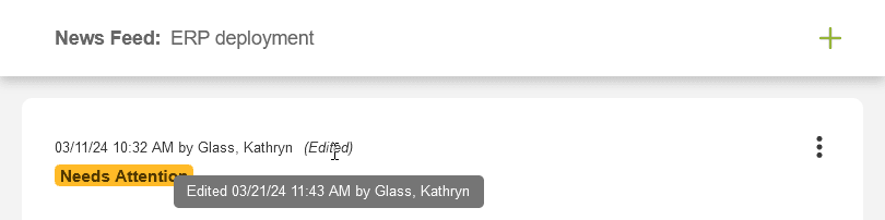 Edited tag on edited and published status update.