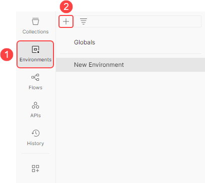 Manage Environments buttons in Postman.