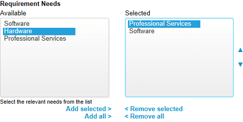 Example of multiple selection custom field.