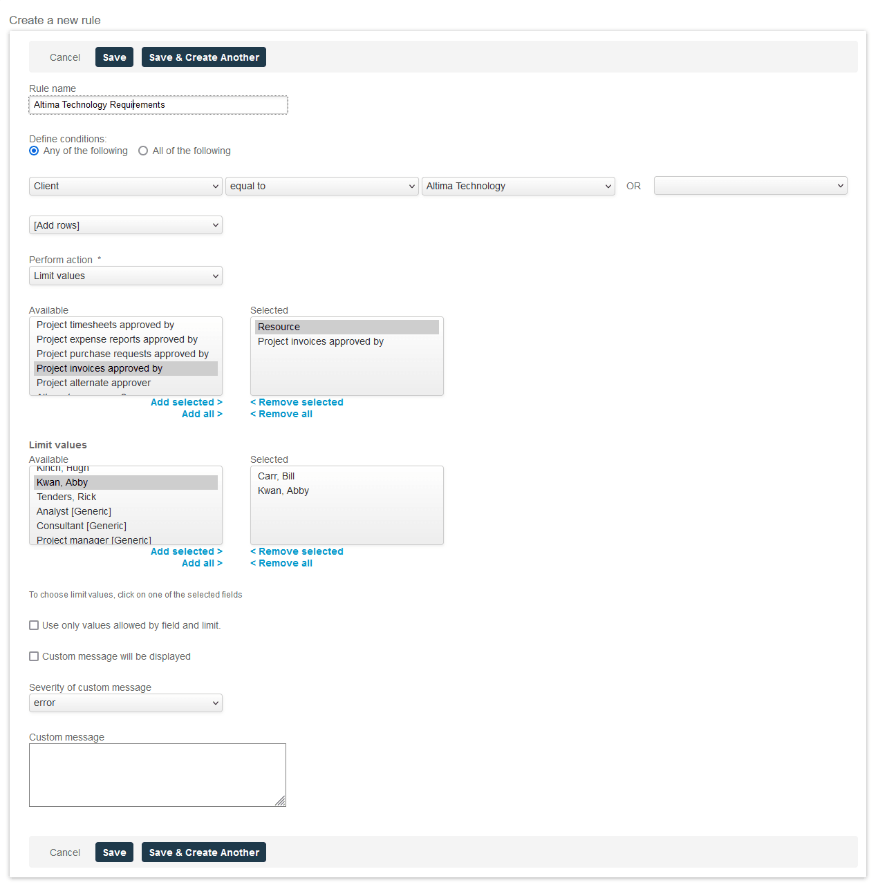 Create a new form permission rule.