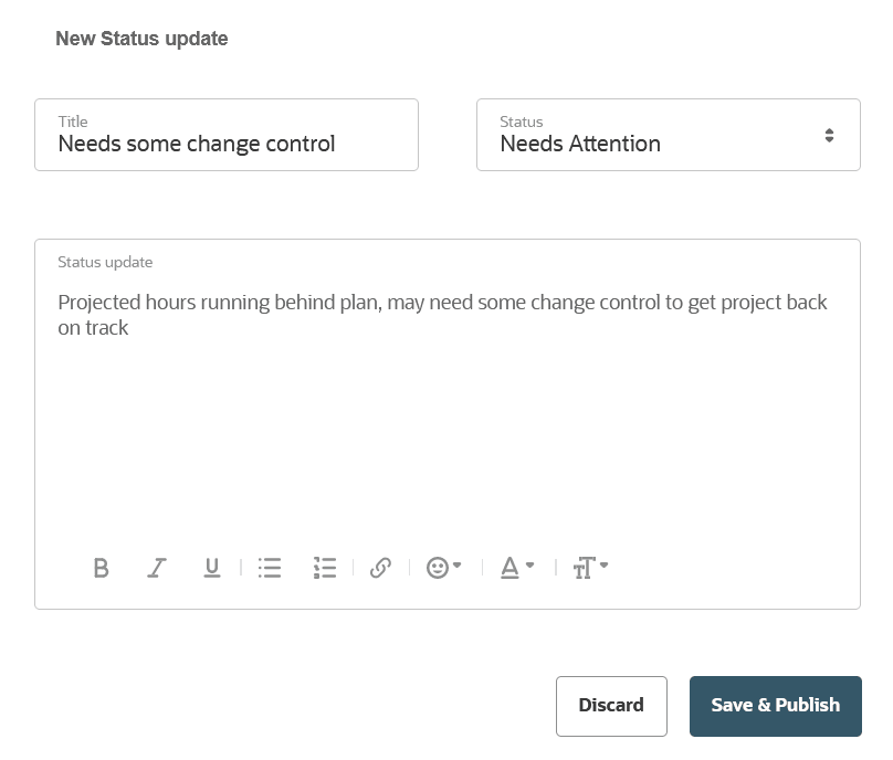 Status update form.