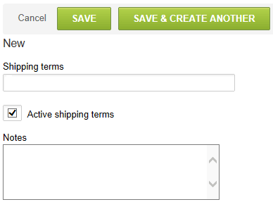 Shipping terms form