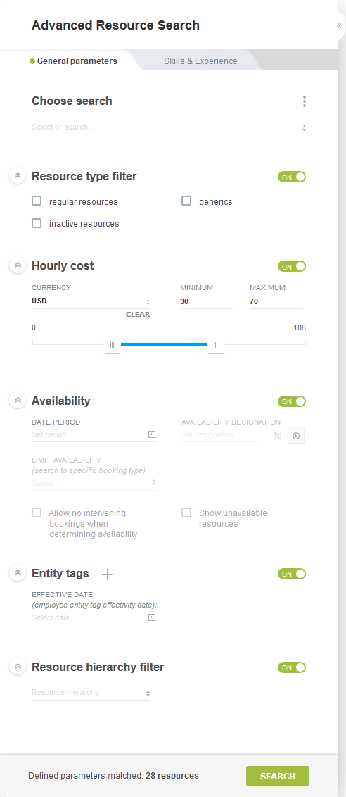 Advance resource search form.