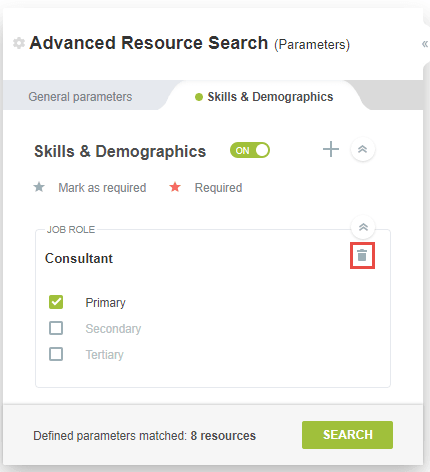 Asvanced resource search skills and demographics form.