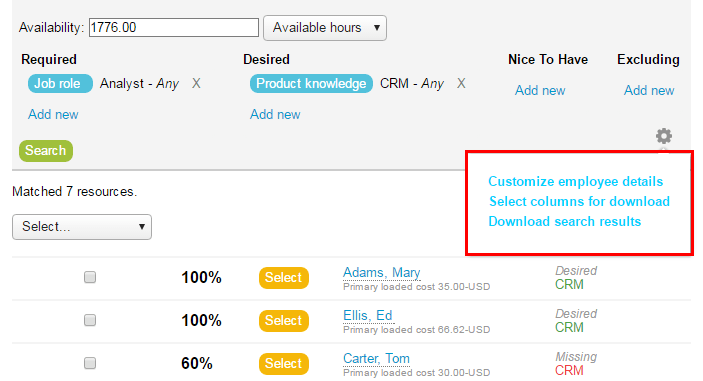 Customize employee details.