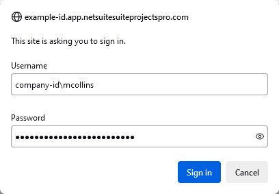 Example of an authentication popup window on a web browser