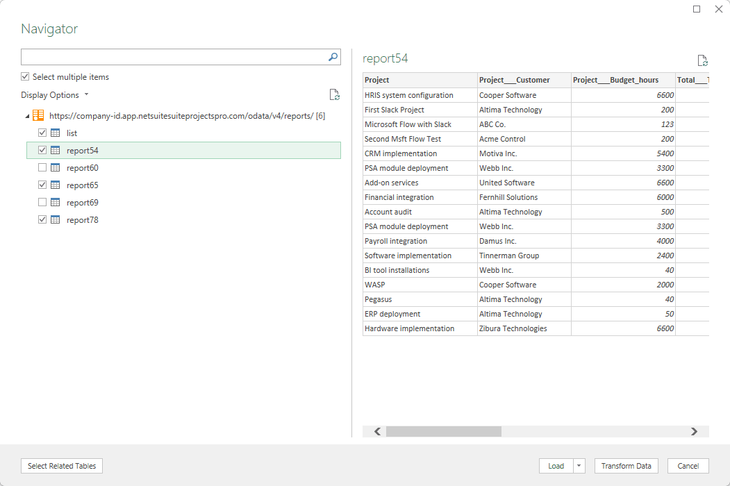 Navigator dialog box in Microsoft Excel 2019 for Windows.