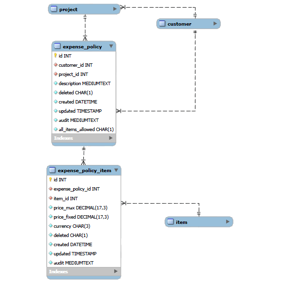 Expense Policy data relationships diagram.