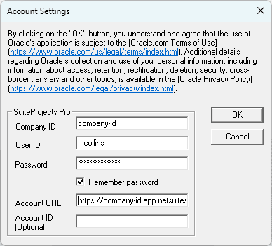 Account Settings window.