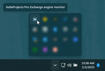 Exchange Integration Engine monitor icon in Windows Taskbar System Tray.