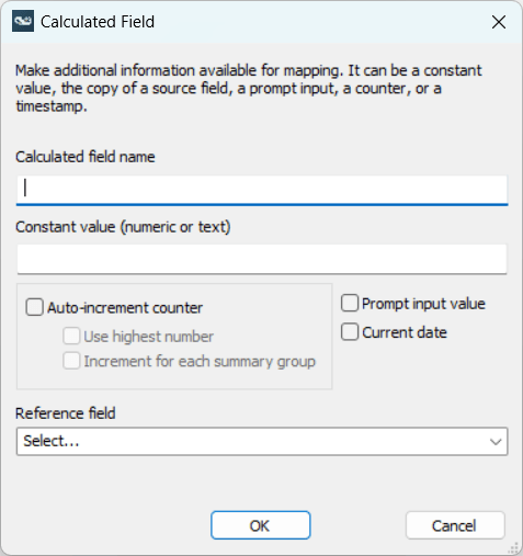 Add a Calculated Field window in Integration Manager.