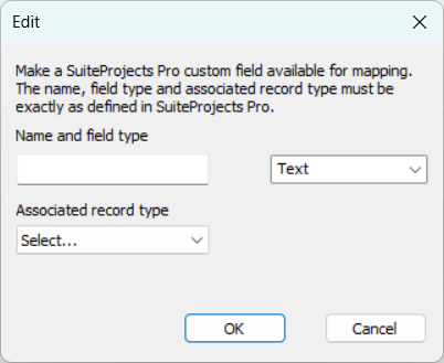Add a Custome Field window in Integration Manager.