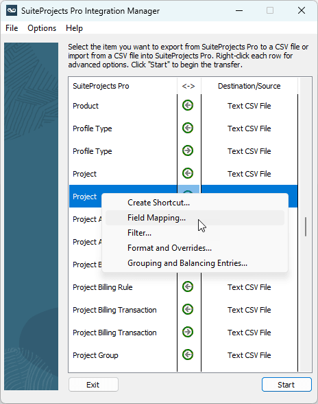 Main window in Integration Manager.