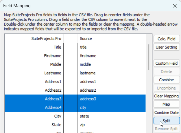 Field Mapping window in Integration Manager.