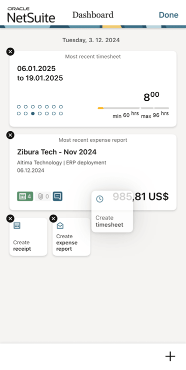 Dahboard moving widgets screenshot