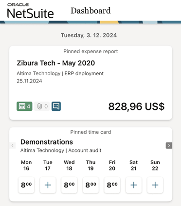 Pinned receipts on dashboard.