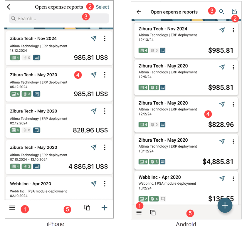 Expenses Lists for iPhone and Android