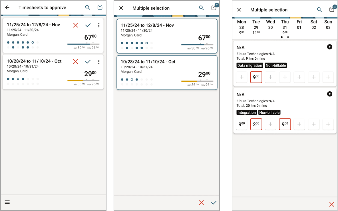 Approving multiple timesheets at the same time