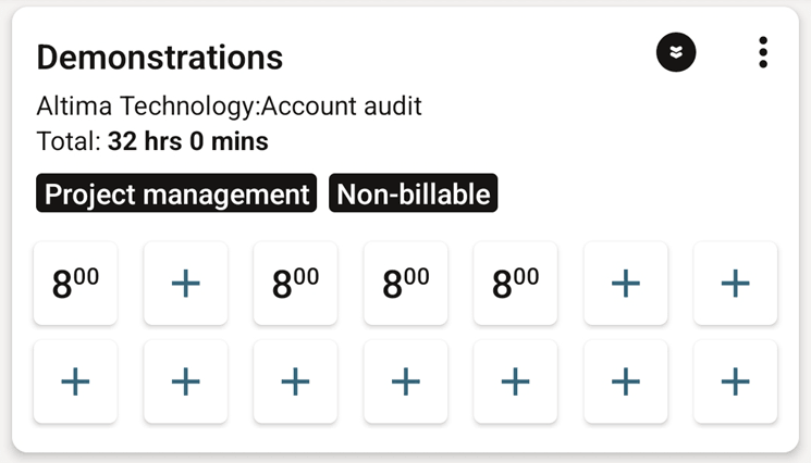 Adding a new time card row screenshot