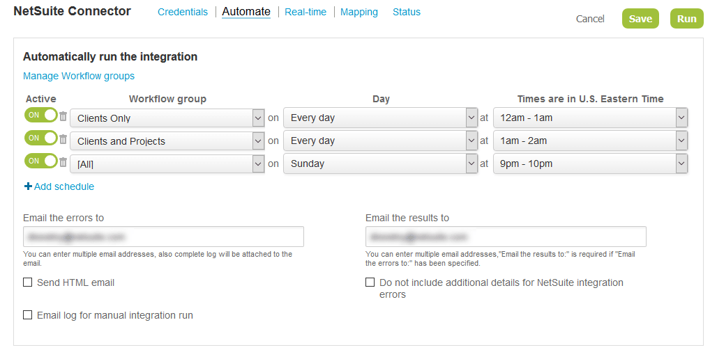 Automate tab
