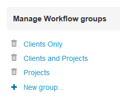 Manage workflow groups dialog