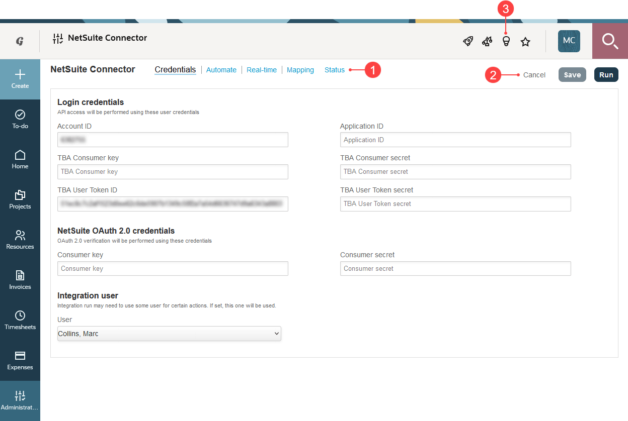 Navigating the NetSuite Connector page