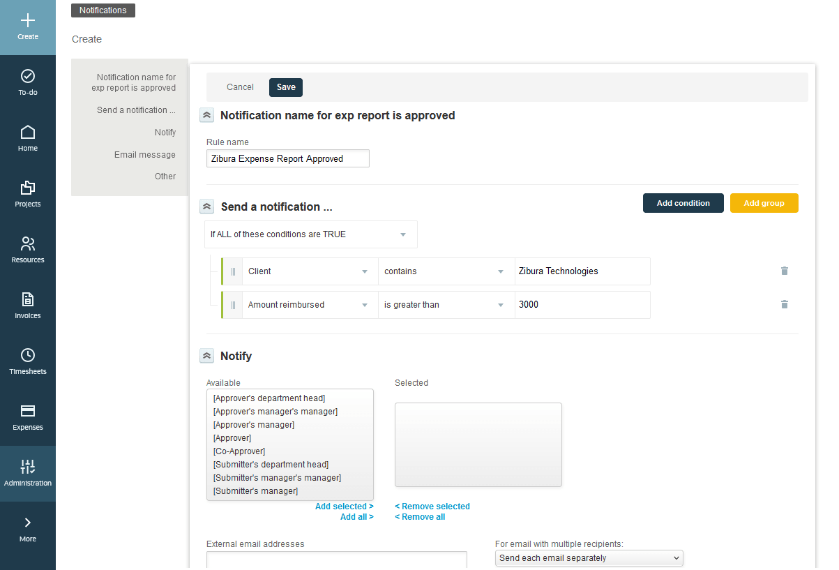 Notification query builder