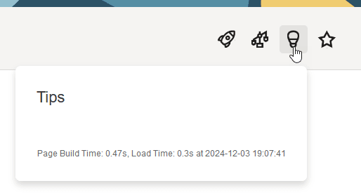 Page build time information in contextual tips.