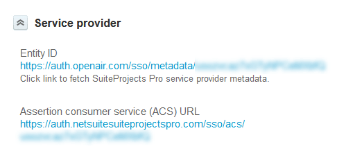 Unique Entity ID and ACS UR values on the identity provider profile form.