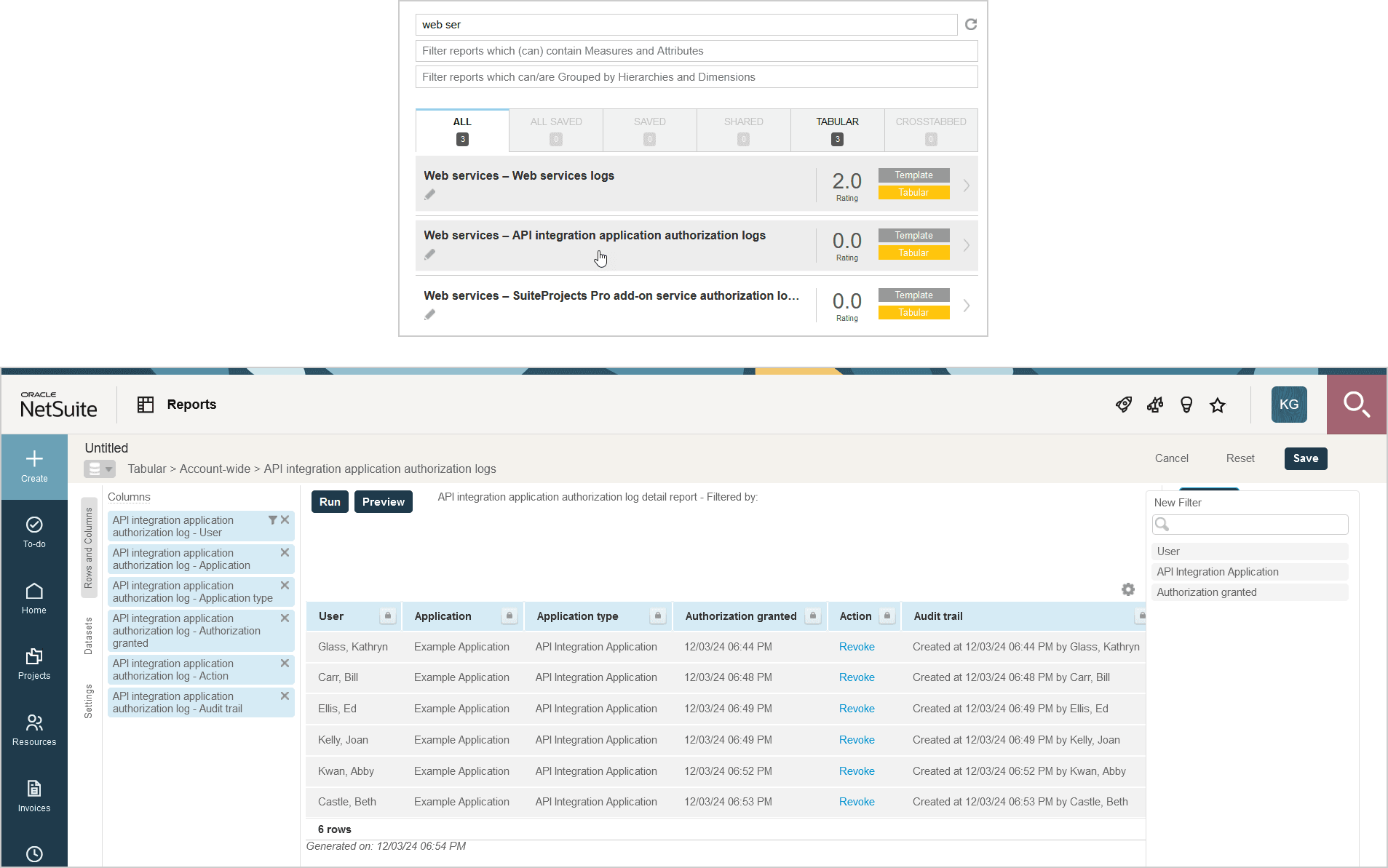 Report Management feature - OAuth2.0 user authorization logs
