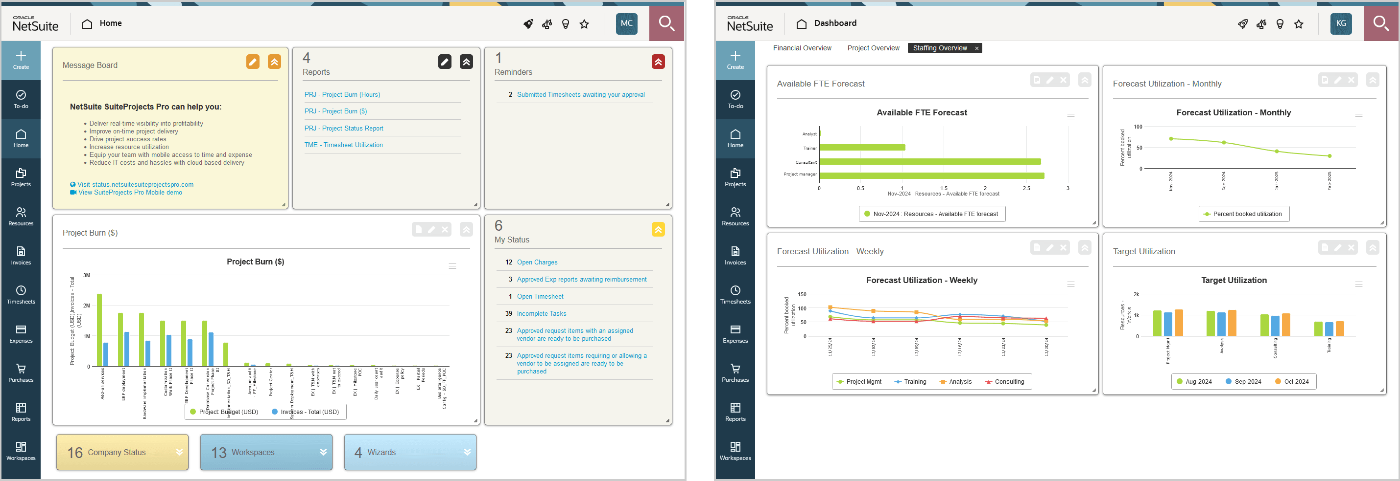 Homepage and Dashboard.