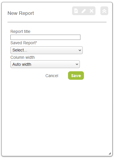 Report portlet settings