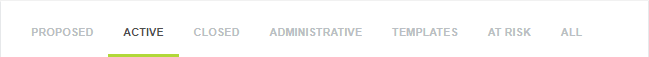 Tab navigation based on project stage in the projects list toolbar.