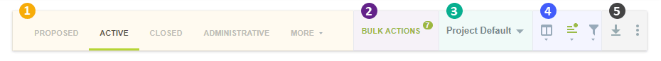 List toolbar