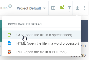 Download list data options