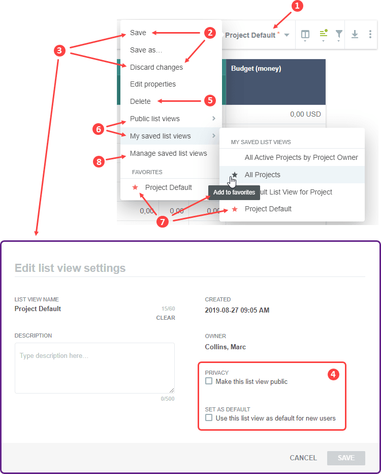 Custom list layouts functionality