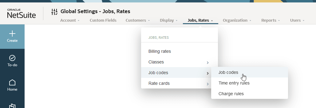 Administration global settings tab navigation.