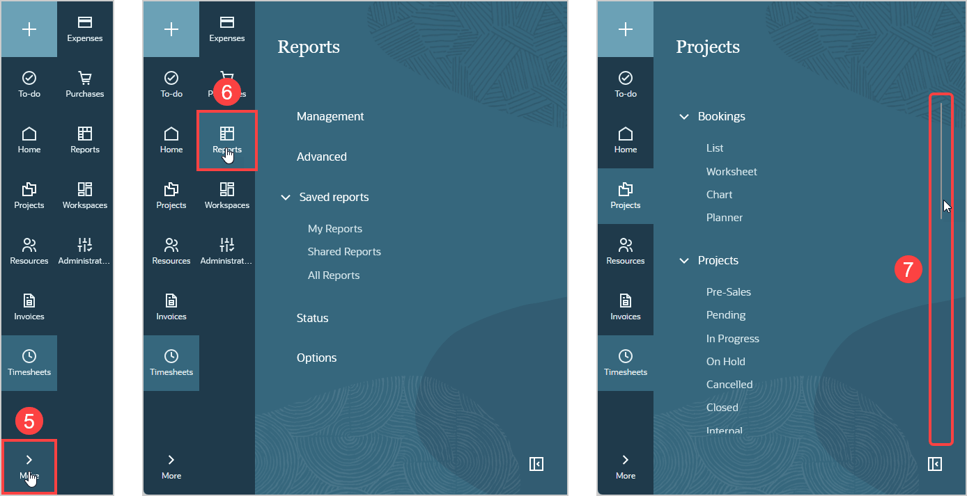 Maiin navigation continuation menu