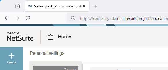 Browser tab showing the name of the company.