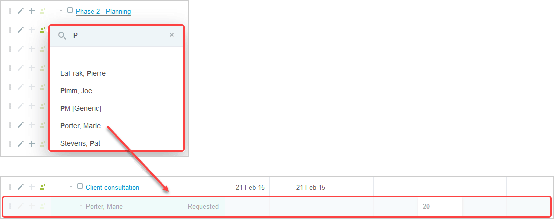 Searching for a resource and selecting a resource.